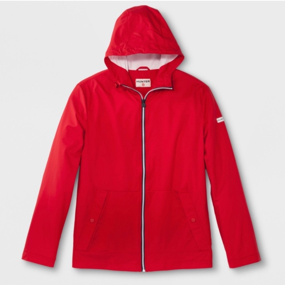 Hunter for Target Womens Red Rain Jacket Medium Hooded Waterproof Coat
